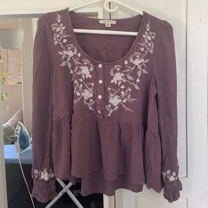 American Eagle Peplum Embroidered Top